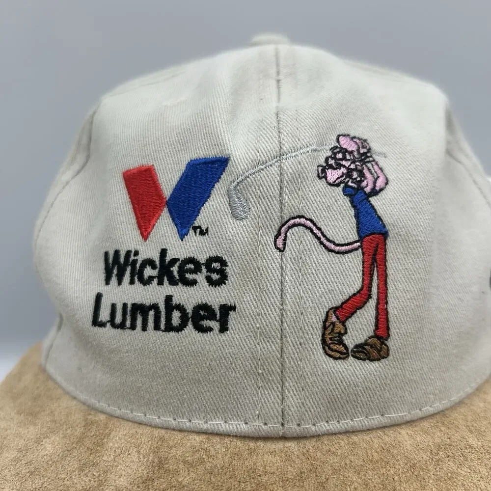 Vintage Wickes Lumber NEW Golf Snapback Baseball Hat Tan Adjustable Casual 1990s